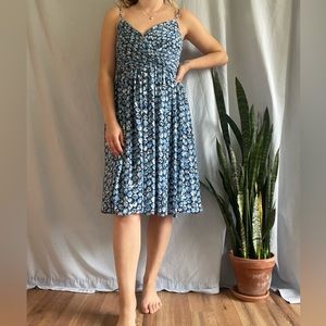 Banana Republic Blue floral Strappy Pleated Dress